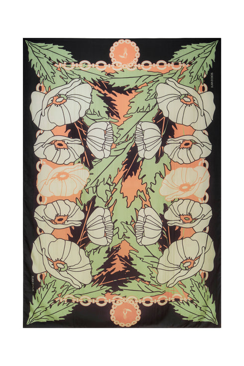 De La Falaise Cotton Silk Sarong / Navy - Sage Gladiolos Garden